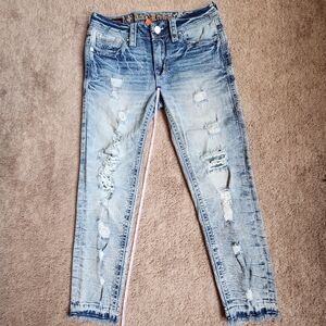 Rock Revival Light Blue Distressed Stellar Mid-Rise Ankle Skinny